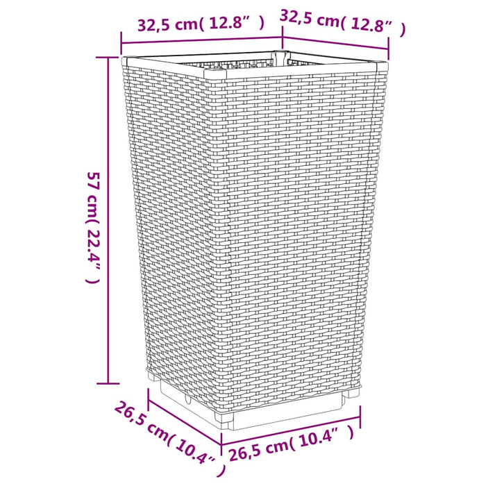 Jardiniere de grădină, 2 buc., albastru gri, 32,5x32,5x57 cm, PP WALTI