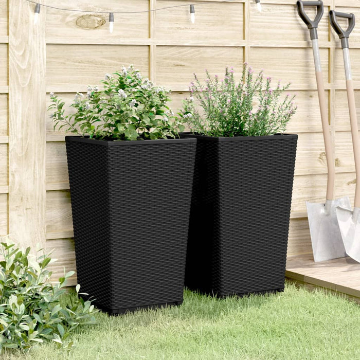 Jardiniere de grădină, 2 buc., negru, 32,5x32,5x57 cm, PP - WALTI WALTI