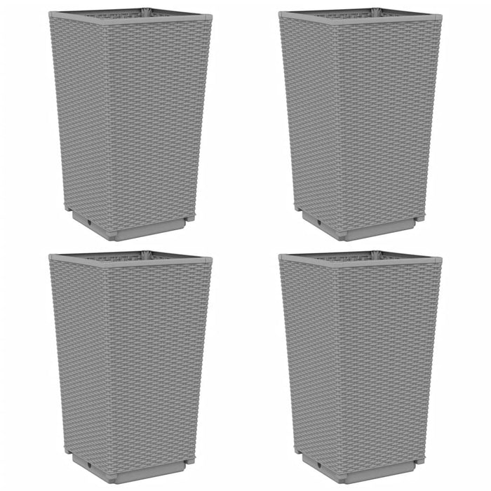 Jardiniere de grădină, 4 buc., gri deschis, 32,5x32,5x57 cm, PP - WALTI WALTI
