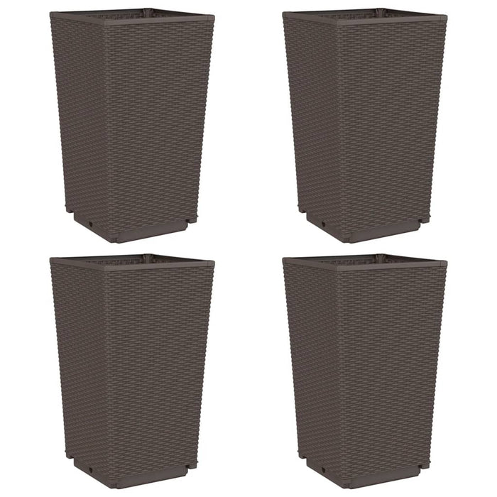 Jardiniere de grădină, 4 buc., maro, 32,5x32,5x57 cm, PP WALTI