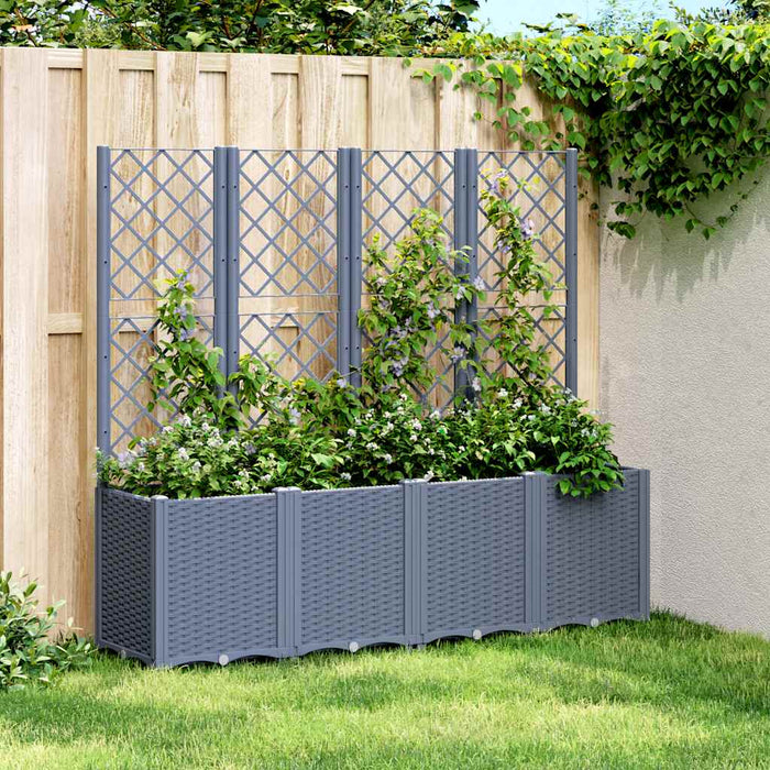 Jardinieră de grădină cu spalier, albastru gri, 160x40x140 cm, PP WALTI