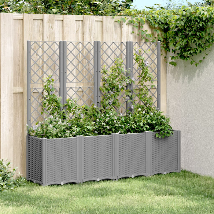 Jardinieră de grădină cu spalier gri deschis 160x40x140 cm PP - WALTI WALTI