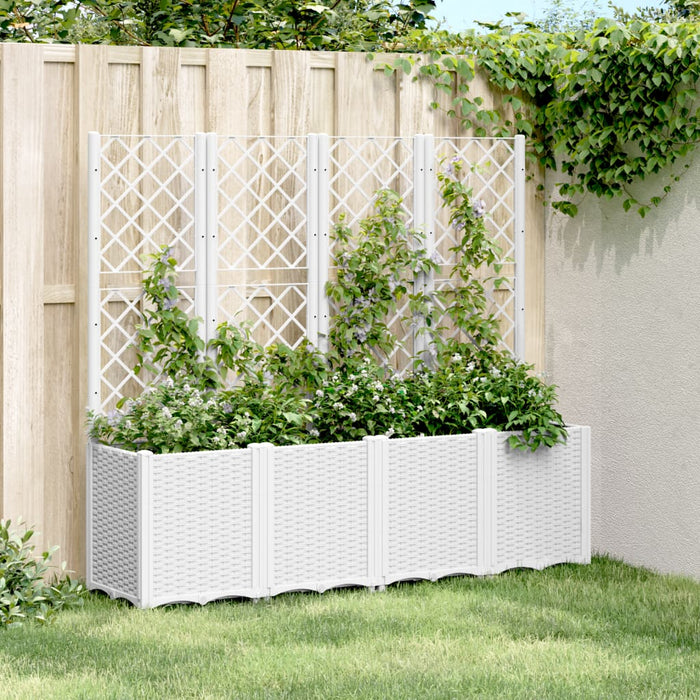 Jardinieră de grădină cu spalier, alb, 160x40x140 cm PP - WALTI WALTI