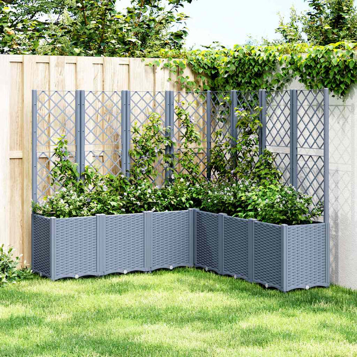 Jardinieră de grădină cu spalier, albastru gri, 160x160x140 cm, PP WALTI
