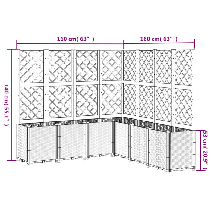 Jardinieră de grădină cu spalier gri deschis 160x160x140 cm PP - WALTI WALTI