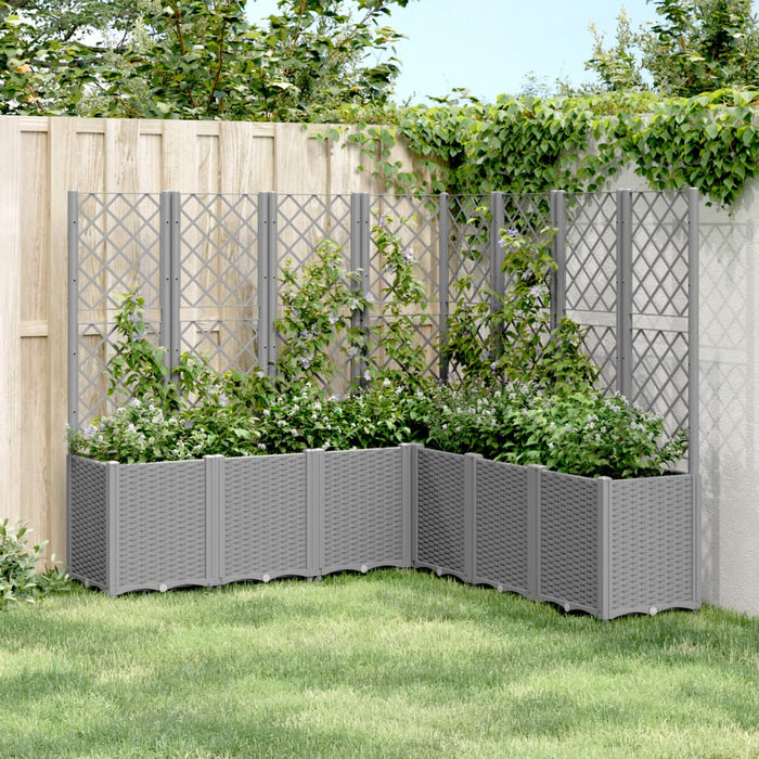 Jardinieră de grădină cu spalier gri deschis 160x160x140 cm PP - WALTI WALTI