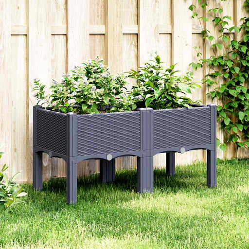 Jardinieră de grădină cu picioare, albastru gri, 80x40x42 cm, PP - WALTI WALTI