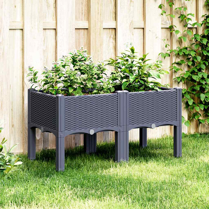 Jardinieră de grădină cu picioare, albastru gri, 80x40x42 cm, PP - WALTI WALTI