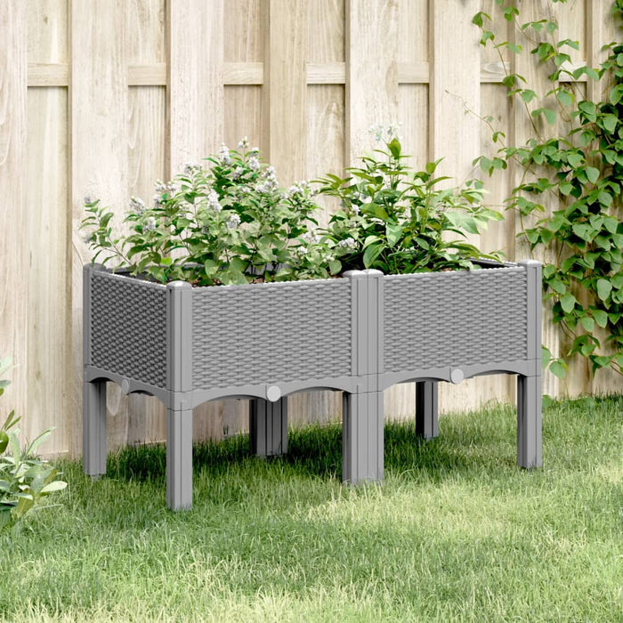 Jardinieră de grădină cu picioare, gri deschis, 80x40x42 cm, PP - WALTI WALTI