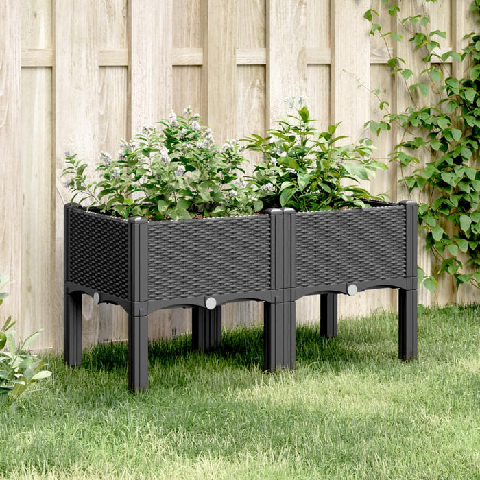 Jardinieră de grădină cu picioare, negru, 80x40x42 cm, PP - WALTI WALTI