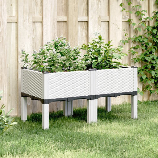Jardinieră de grădină cu picioare, alb, 80x40x42 cm, PP - WALTI WALTI