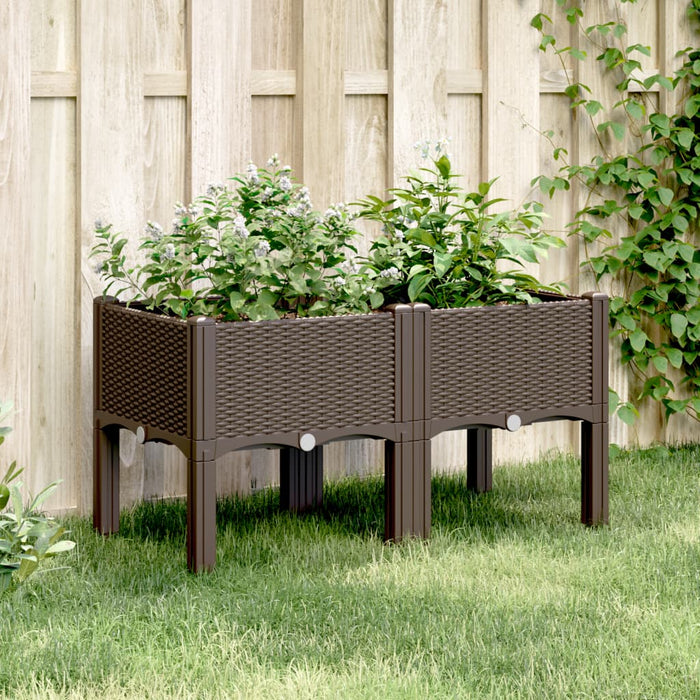 Jardinieră de grădină cu picioare, maro, 80x40x42 cm, PP - WALTI WALTI