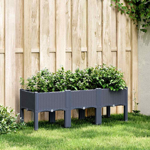 Jardinieră de grădină cu picioare, albastru gri, 120x40x42 cm, PP - WALTI WALTI
