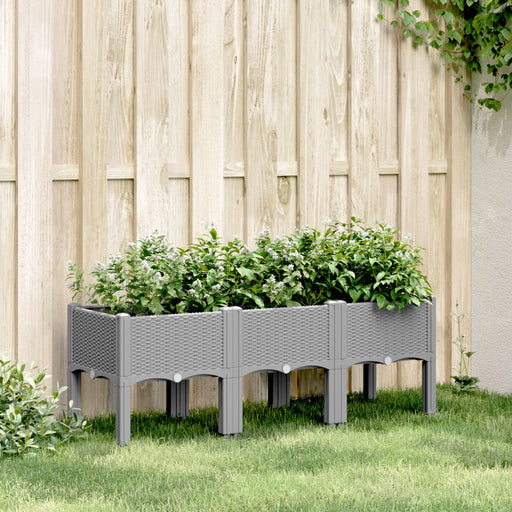 Jardinieră de grădină cu picioare, gri deschis, 120x40x42cm, PP - WALTI WALTI