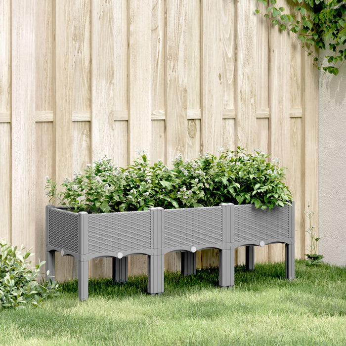 Jardinieră de grădină cu picioare, gri deschis, 120x40x42cm, PP - WALTI WALTI