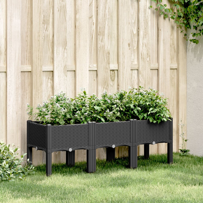 Jardinieră de grădină cu picioare, negru, 120x40x42 cm, PP - WALTI WALTI