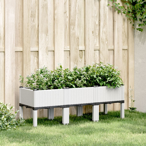 Jardinieră de grădină cu picioare, alb, 120x40x42 cm, PP - WALTI WALTI
