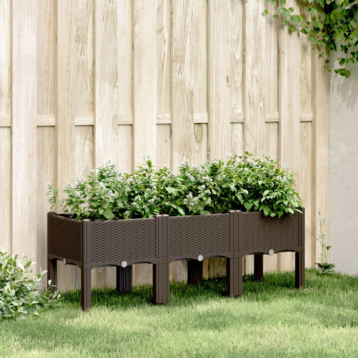 Jardinieră de grădină cu picioare, maro, 120x40x42 cm, PP - WALTI WALTI