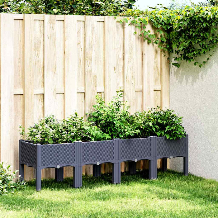 Jardinieră de grădină cu picioare, albastru gri, 160x40x42 cm, PP WALTI