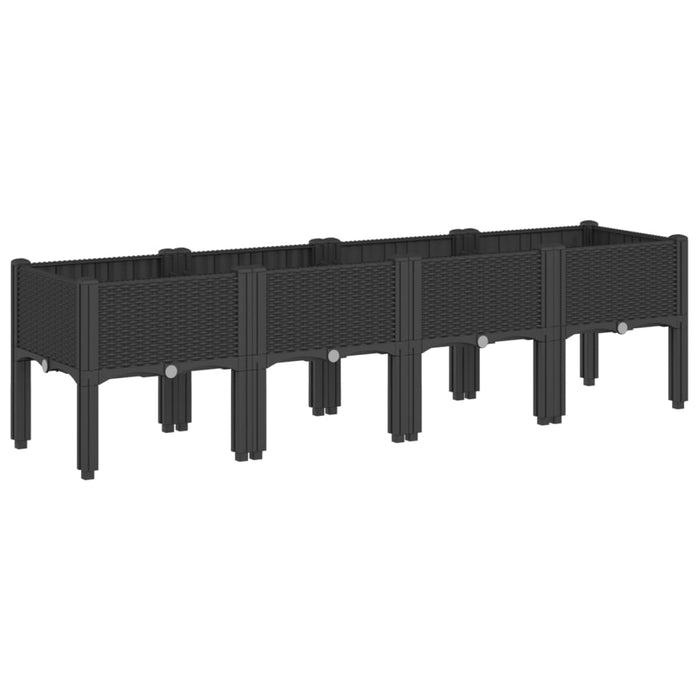 Jardinieră de grădină cu picioare, negru, 160x40x42 cm, PP - WALTI WALTI