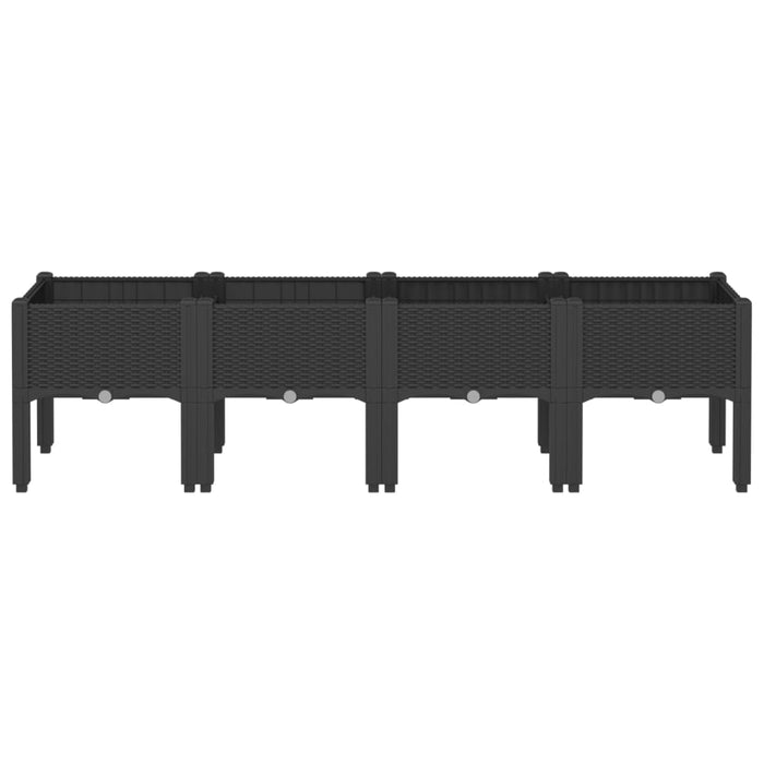 Jardinieră de grădină cu picioare, negru, 160x40x42 cm, PP - WALTI WALTI