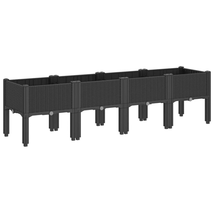 Jardinieră de grădină cu picioare, negru, 160x40x42 cm, PP - WALTI WALTI