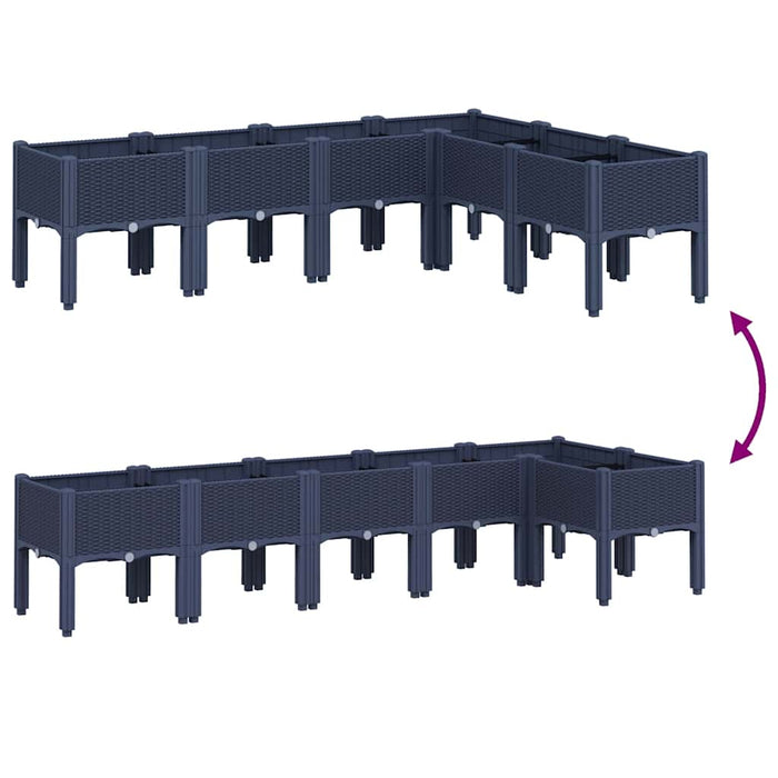 Jardinieră de grădină cu picioare, albastru gri, 160x120x42 cm, PP - WALTI WALTI