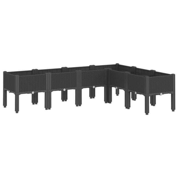 Jardinieră de grădină cu picioare, negru, 160x120x42 cm, PP WALTI