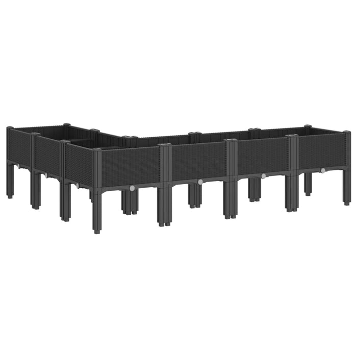 Jardinieră de grădină cu picioare, negru, 160x120x42 cm, PP WALTI