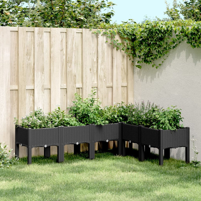 Jardinieră de grădină cu picioare, negru, 160x120x42 cm, PP WALTI