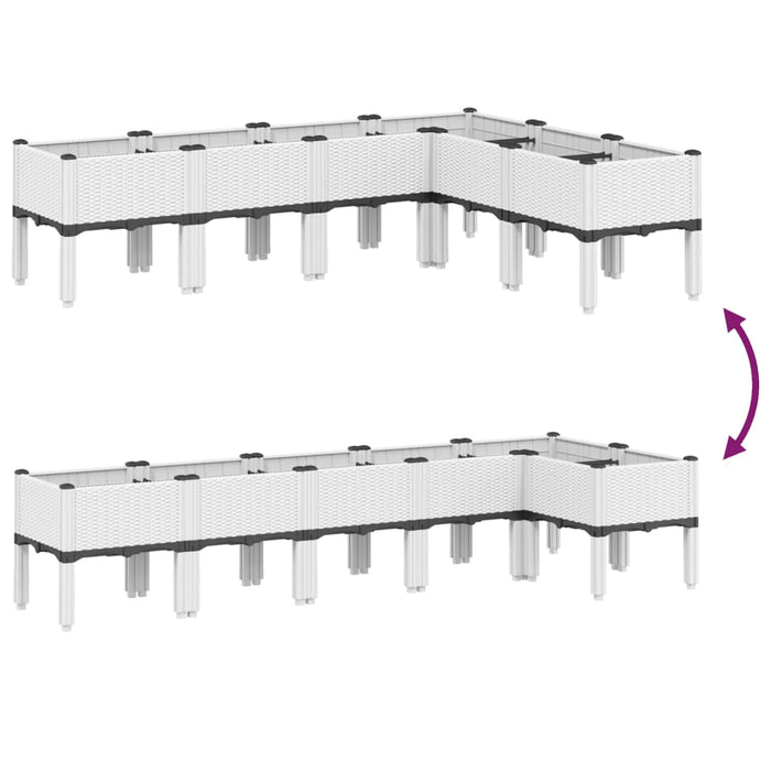 Jardinieră de grădină cu picioare, alb, 160x120x42 cm, PP - WALTI WALTI