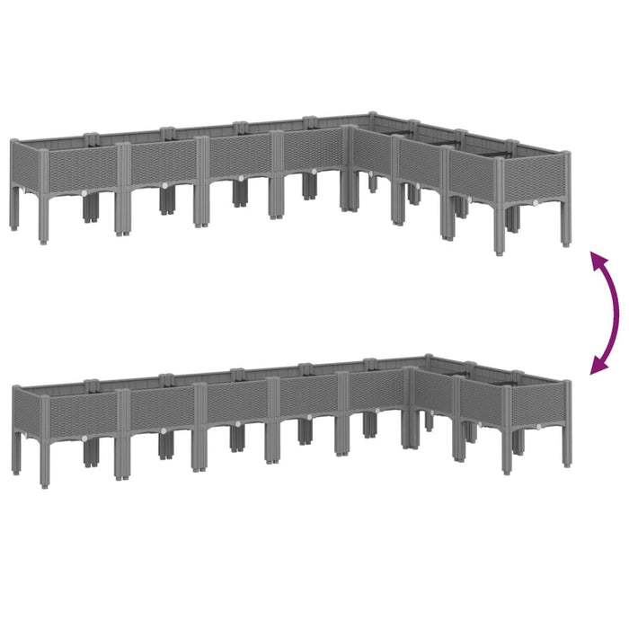 Jardinieră de grădină cu picioare gri deschis 200x160x42 cm, PP - WALTI WALTI