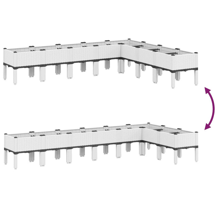 Jardinieră de grădină cu picioare, alb, 200x160x42 cm, PP - WALTI WALTI