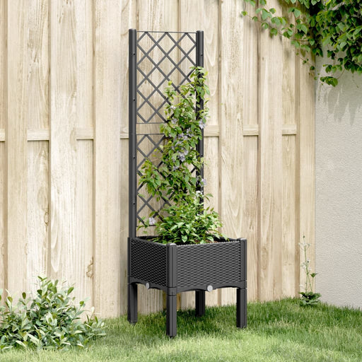 Jardinieră de grădină cu spalier, negru, 40x40x142 cm, PP - WALTI WALTI