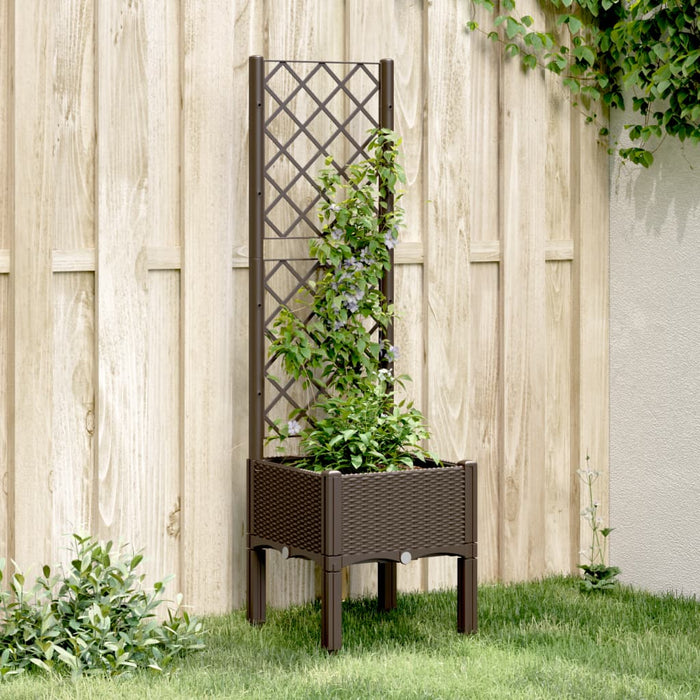 Jardinieră de grădină cu spalier, maro, 40x40x142 cm, PP - WALTI WALTI