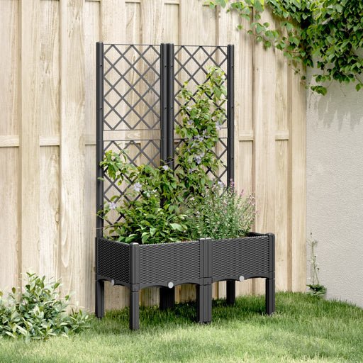 Jardinieră de grădină cu spalier, negru, 80x40x142 cm, PP - WALTI WALTI