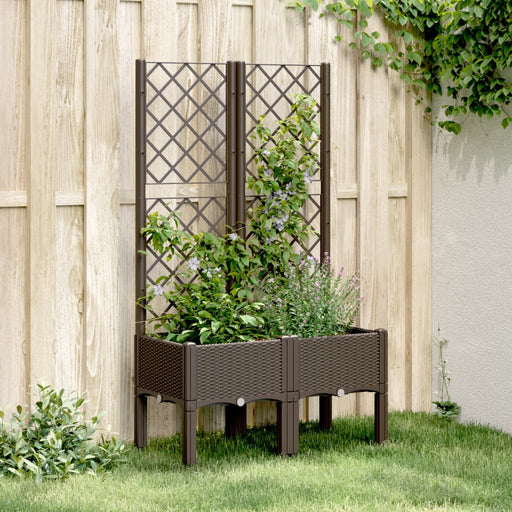 Jardinieră de grădină cu spalier, maro, 80x40x142 cm, PP - WALTI WALTI