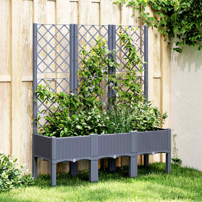Jardinieră de grădină cu spalier, albastru gri, 120x40x142 cm, PP WALTI