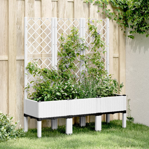 Jardinieră de grădină cu spalier, alb, 120x40x142 cm PP - WALTI WALTI