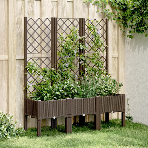 Jardinieră de grădină cu spalier, maro, 120x40x142 cm, PP - WALTI WALTI