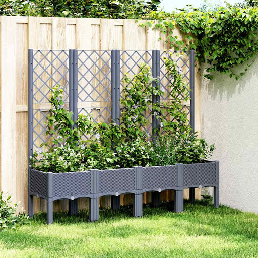 Jardinieră de grădină cu spalier, albastru gri, 160x40x142 cm, PP - WALTI WALTI