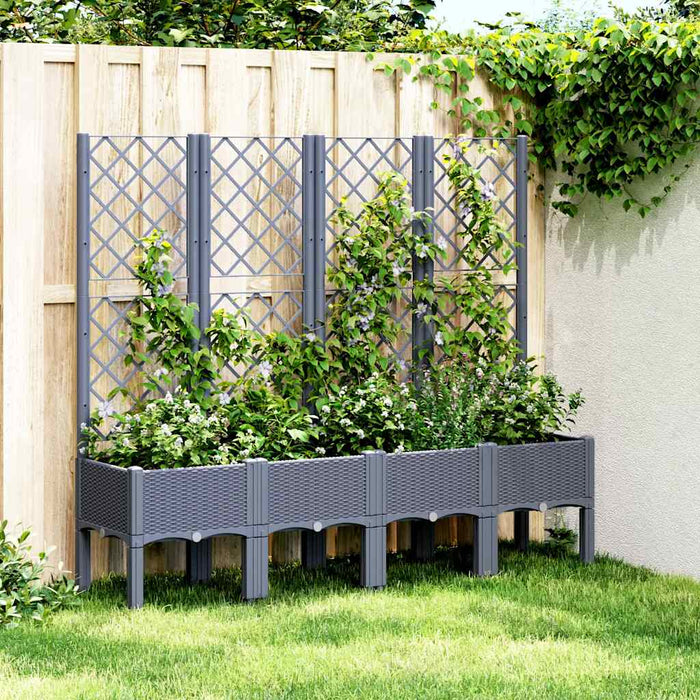 Jardinieră de grădină cu spalier, albastru gri, 160x40x142 cm, PP WALTI