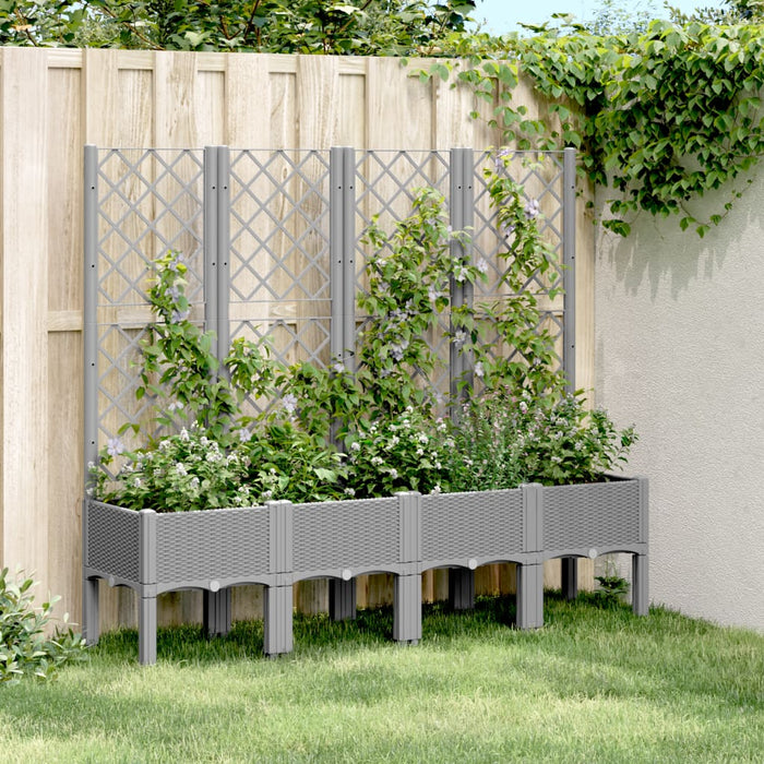 Jardinieră de grădină cu spalier gri deschis 160x40x142 cm PP - WALTI WALTI