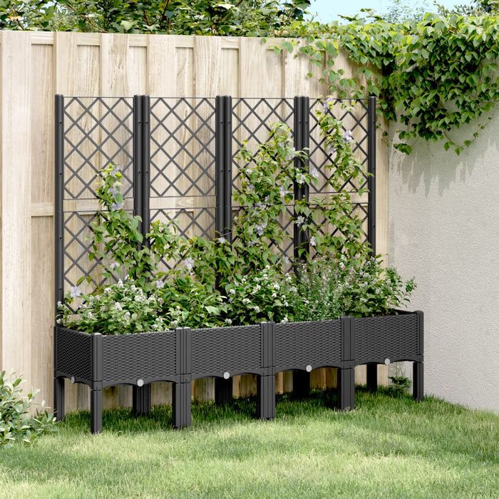 Jardinieră de grădină cu spalier, negru, 160x40x142 cm, PP - WALTI WALTI