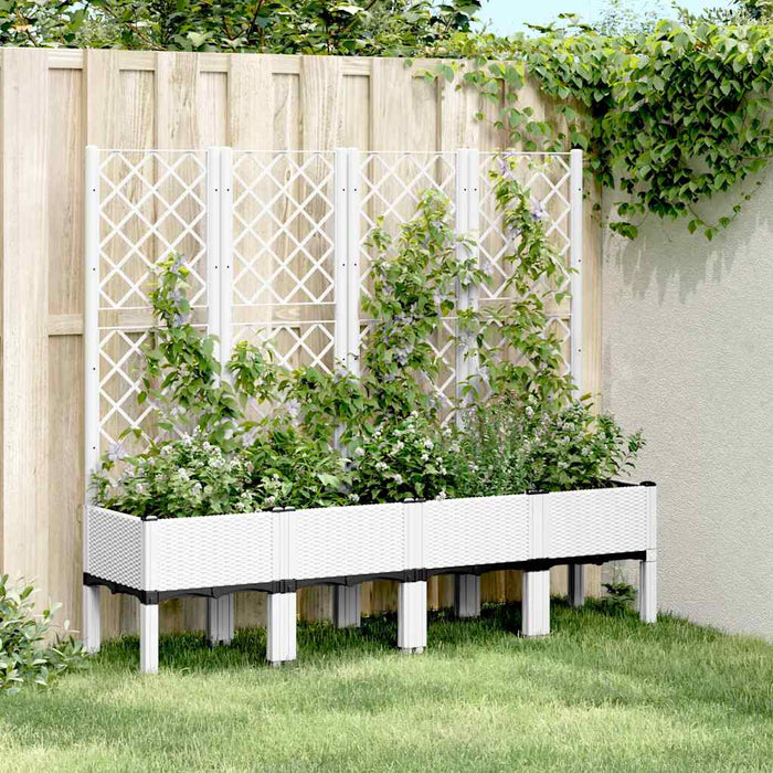 Jardinieră de grădină cu spalier, alb, 160x40x142 cm, PP - WALTI WALTI