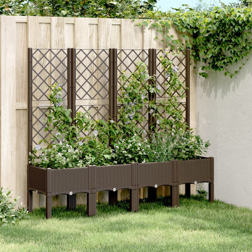 Jardinieră de grădină cu spalier, maro, 160x40x142 cm, PP - WALTI WALTI
