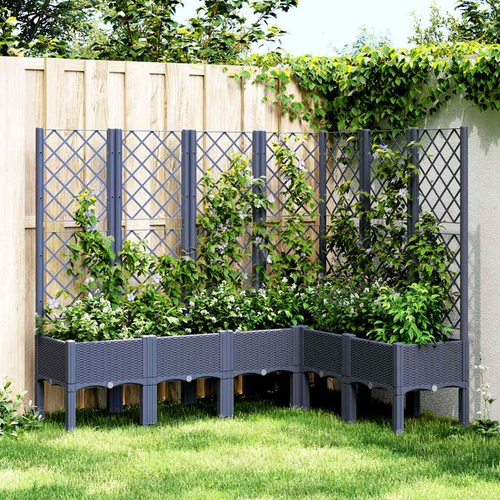 Jardinieră de grădină cu spalier, albastru gri, 160x120x142 cm, PP WALTI
