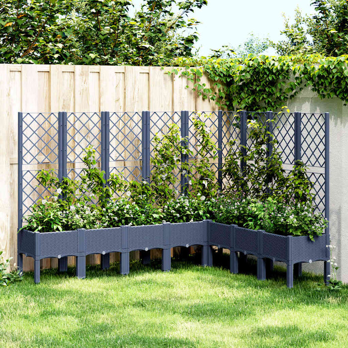 Jardinieră de grădină cu spalier, albastru gri, 200x160x142 cm, PP WALTI
