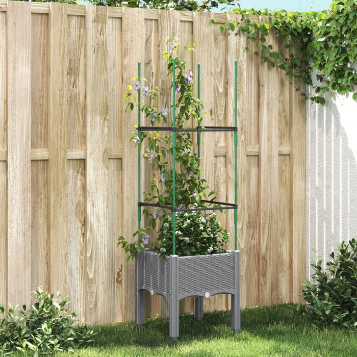 Jardinieră de grădină cu spalier, gri deschis 40x40x142,5 cm PP - WALTI WALTI