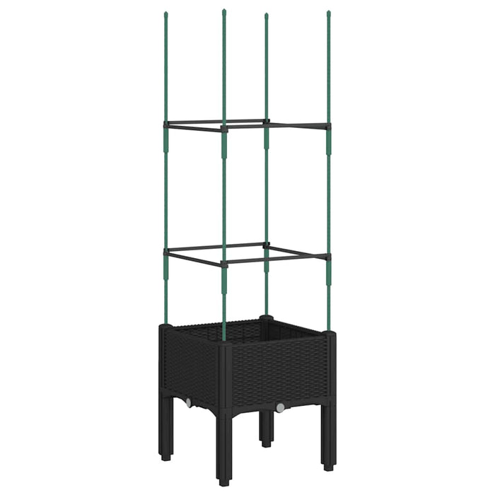 Jardinieră de grădină cu spalier, negru, 40x40x142,5 cm, PP - WALTI WALTI